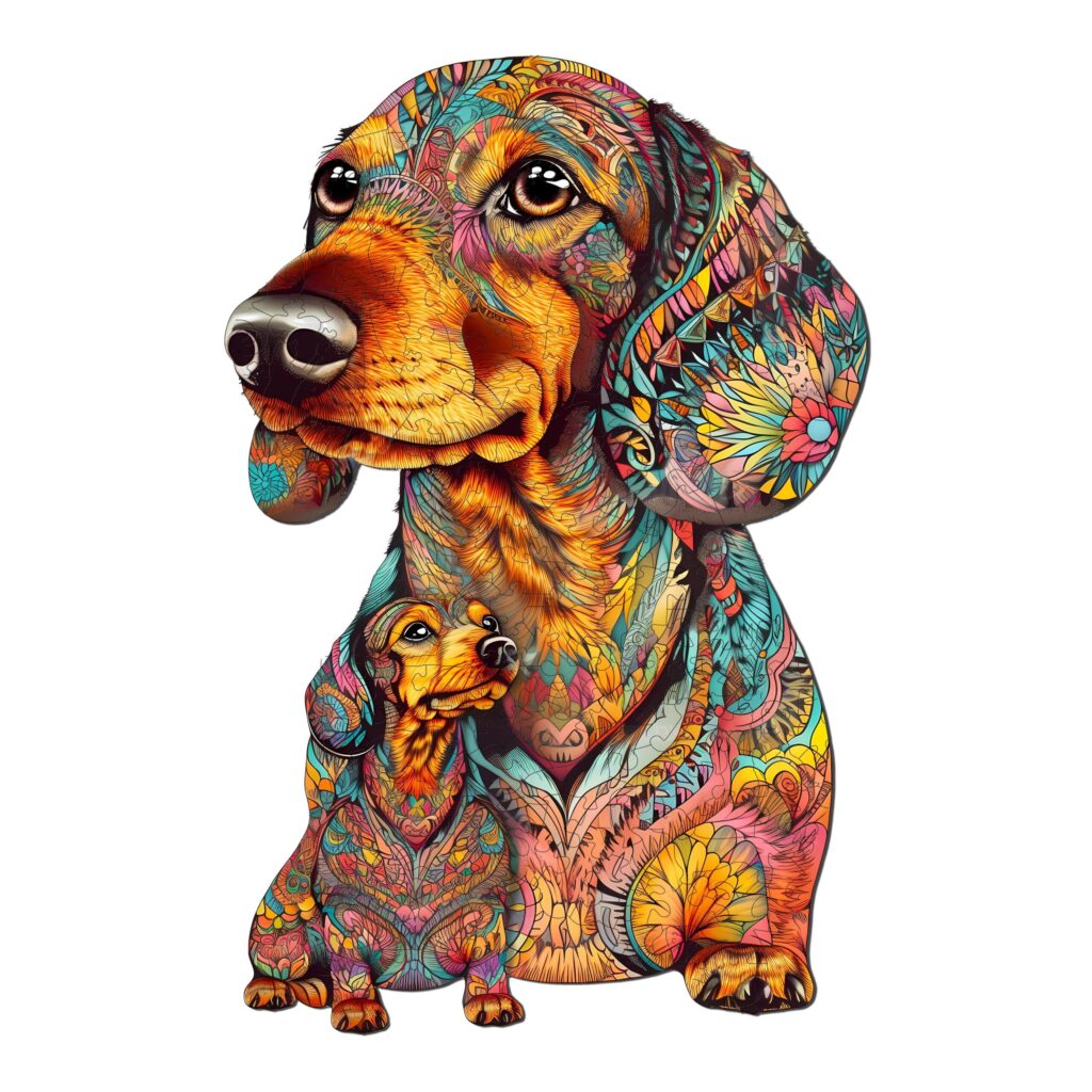 Wooden Jigsaw Puzzle-Parent-Child Dachshund 66d9422f7f9b7