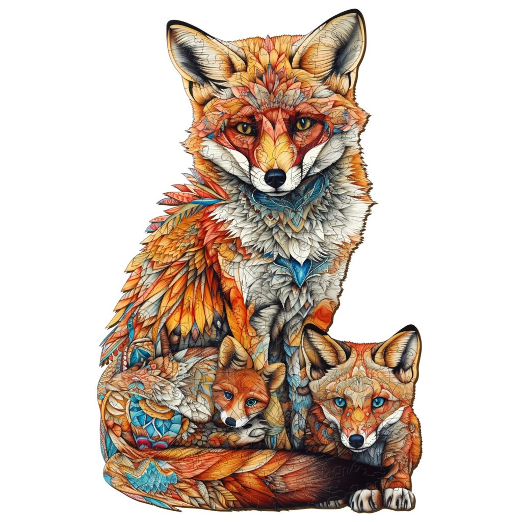Wooden Jigsaw Puzzle-Parent-Child Fox 66e8ce9918ab5