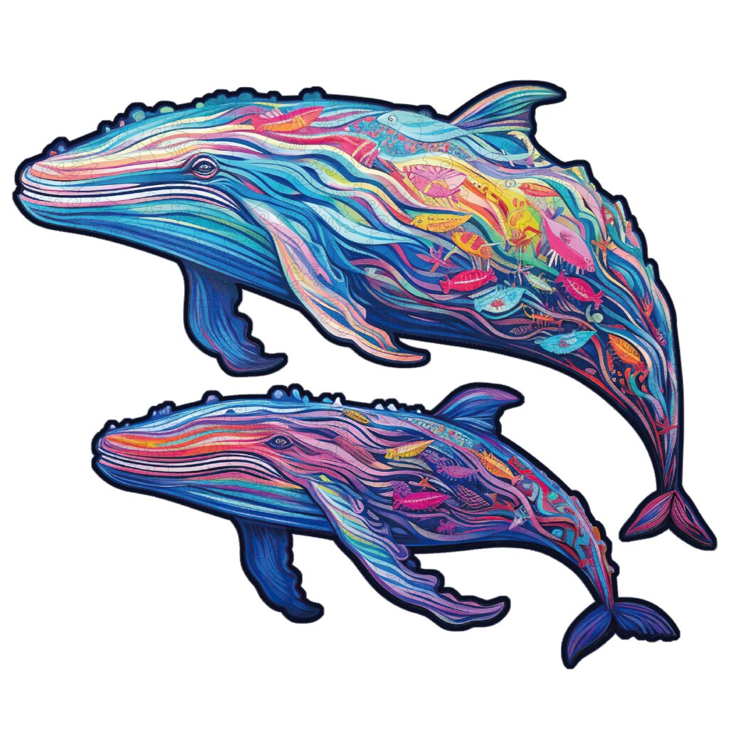 Wooden Jigsaw Puzzle-Parent-child Whale 66e1083c71616