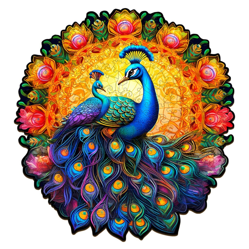Wooden Jigsaw Puzzle-Peacock Family 66e1460f13023