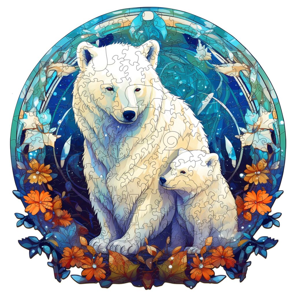 Wooden Jigsaw Puzzle-Polor bear family 3 66de5f8ac3e3d