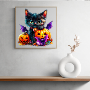 Read more about the article Enchanting Halloween Jigsaw Puzzle: Adorable Black Cat with Pumpkins and Bats 66dec2c0ec5ae