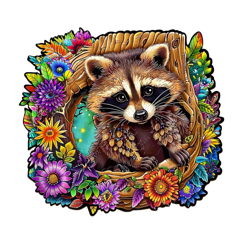 Wooden Jigsaw Puzzle – Raccoon’s Secret Tree Den 66daab034fd23