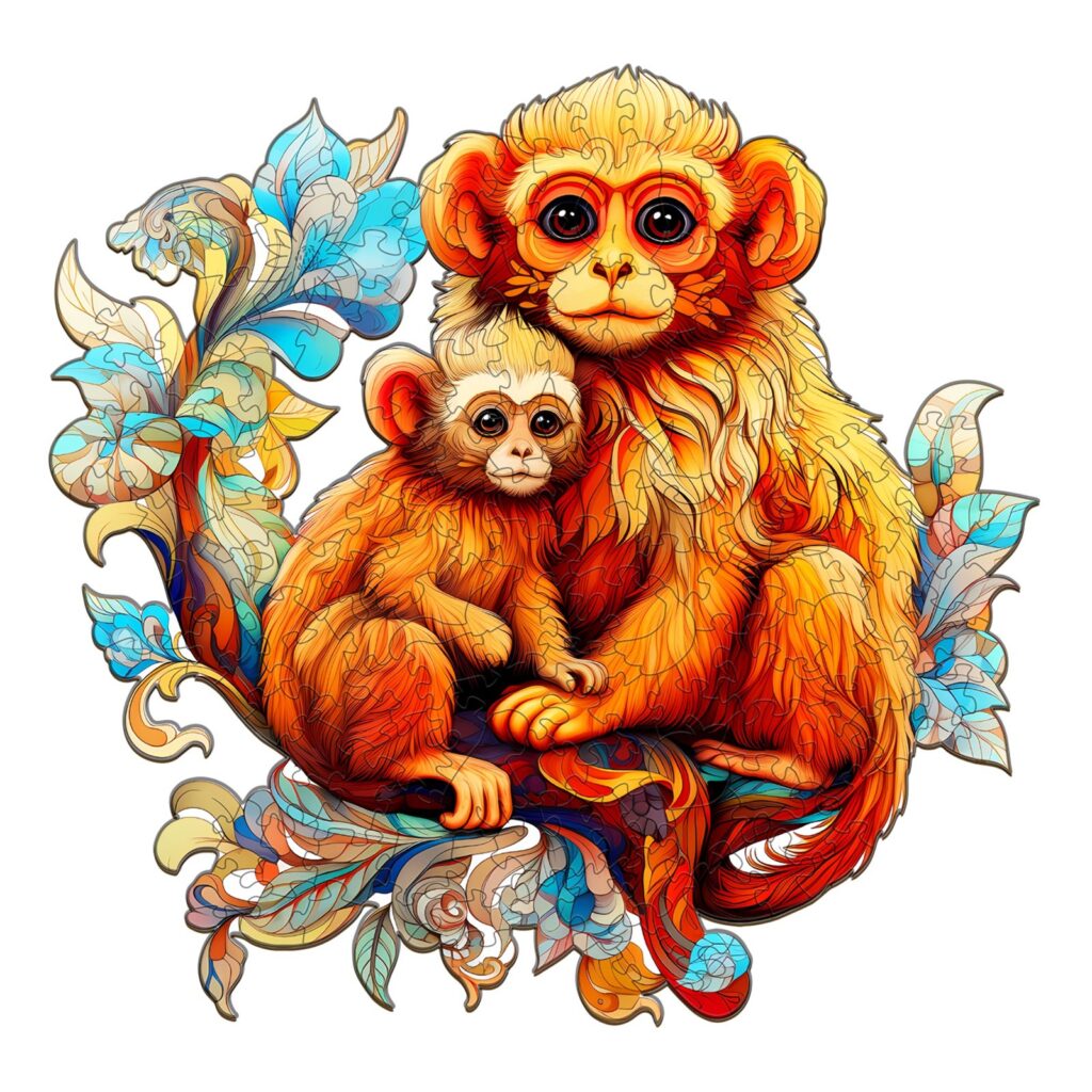 Wooden Jigsaw Puzzle-Rhinopithecus Family 66ebb5205aae8