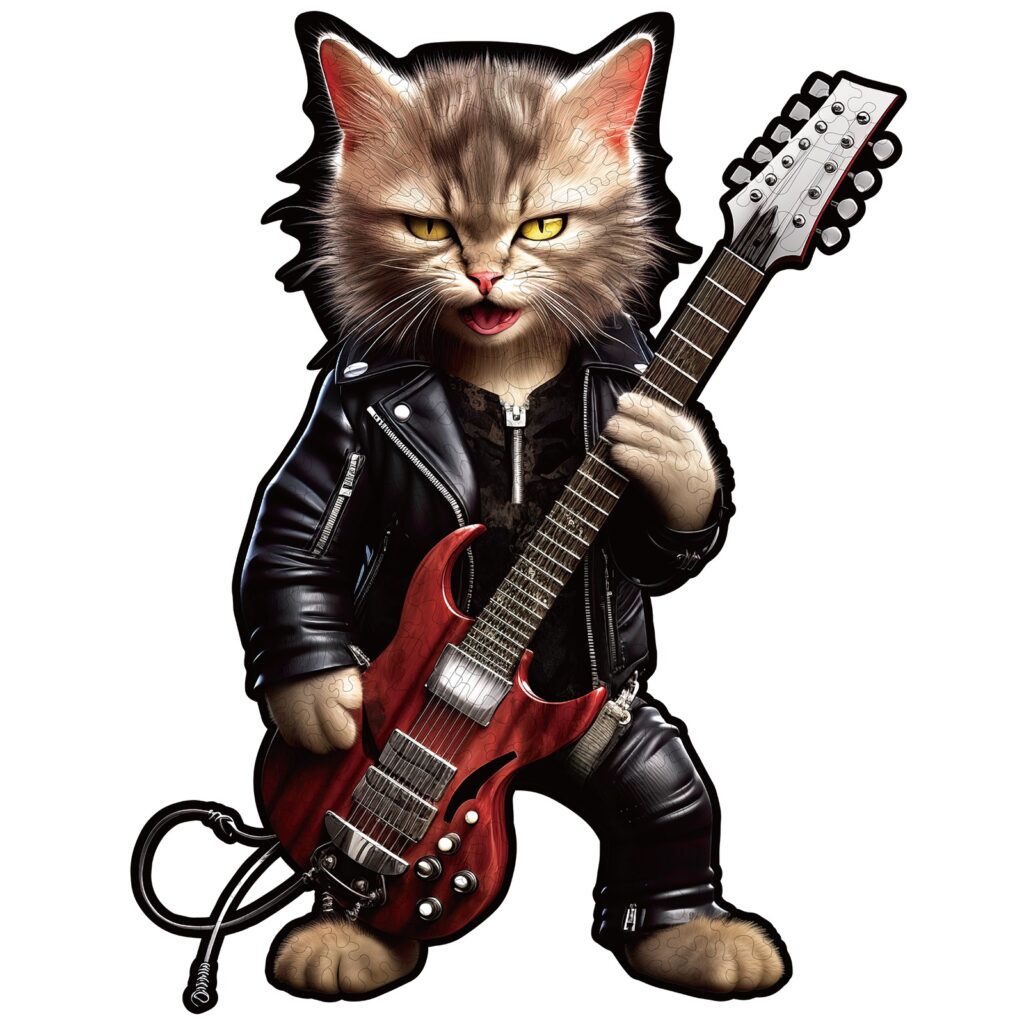 Wooden Jigsaw Puzzle-Rock Cat 66d8402695bc0