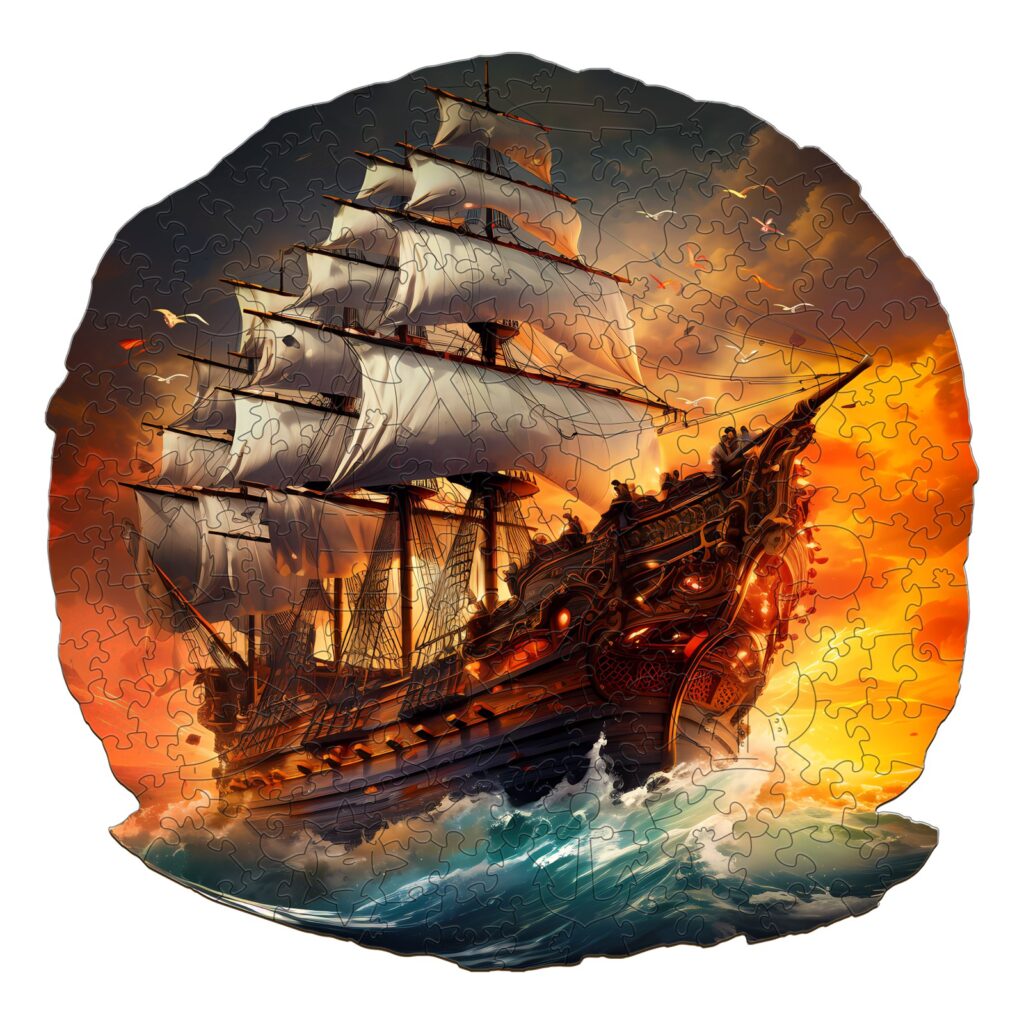Wooden Jigsaw Puzzle – Sailboat at Sunset 66e7469cb1443
