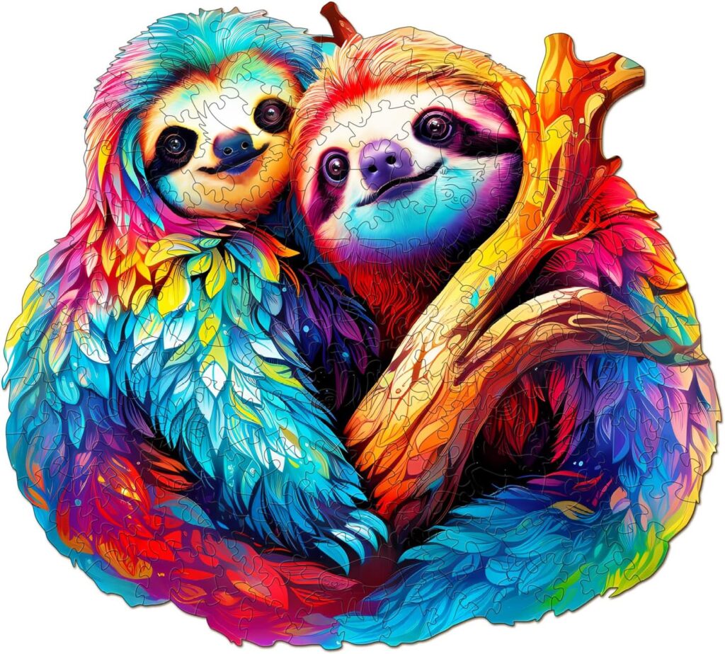 Wooden Jigsaw Puzzle-Sloth Couple 66e9ef410e063