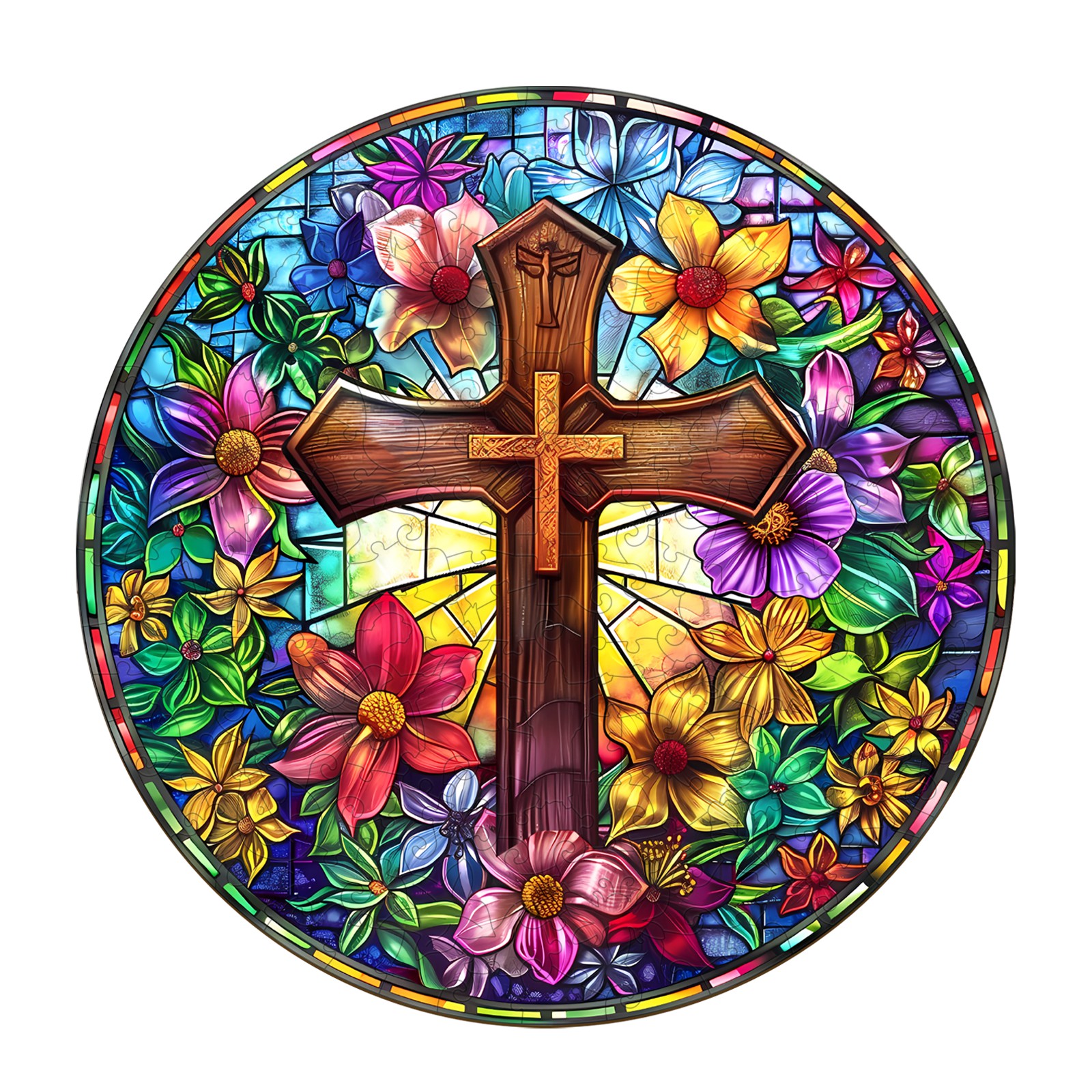 You are currently viewing Wooden Jigsaw Puzzle – Stained Glass Cross 66ed66328db4a