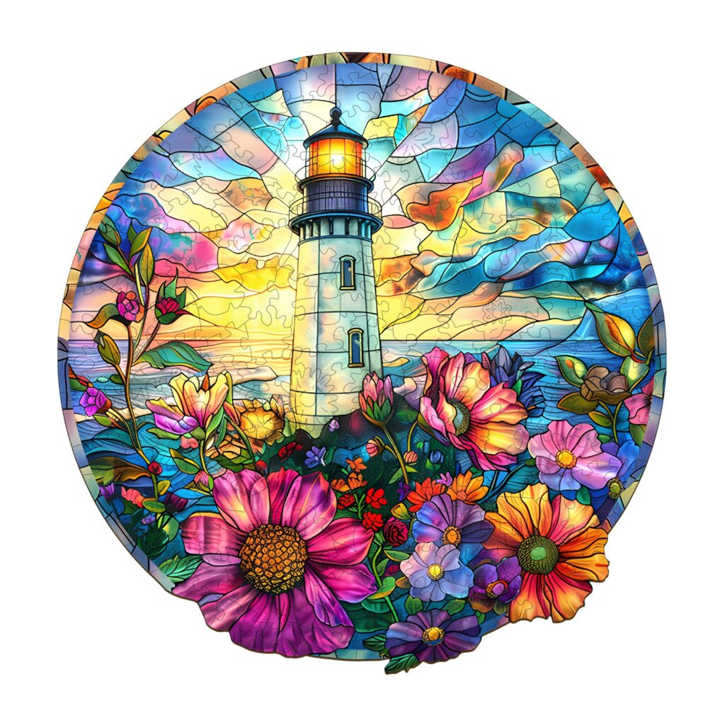 Wooden Jigsaw Puzzle – Stained Glass Lighthouse 66e9c62274e8f