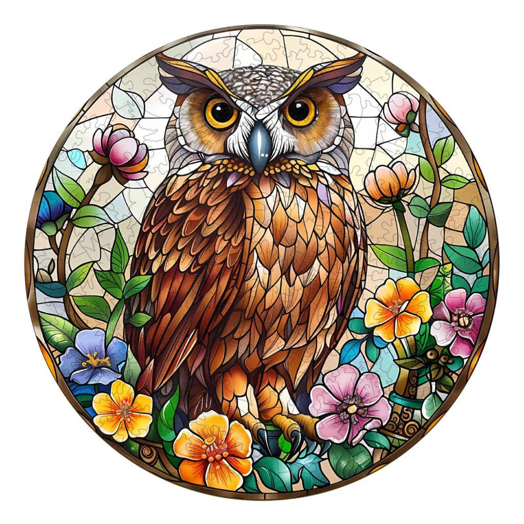 Wooden Jigsaw Puzzle-Stained Glass Owl 66e81f2c887e6