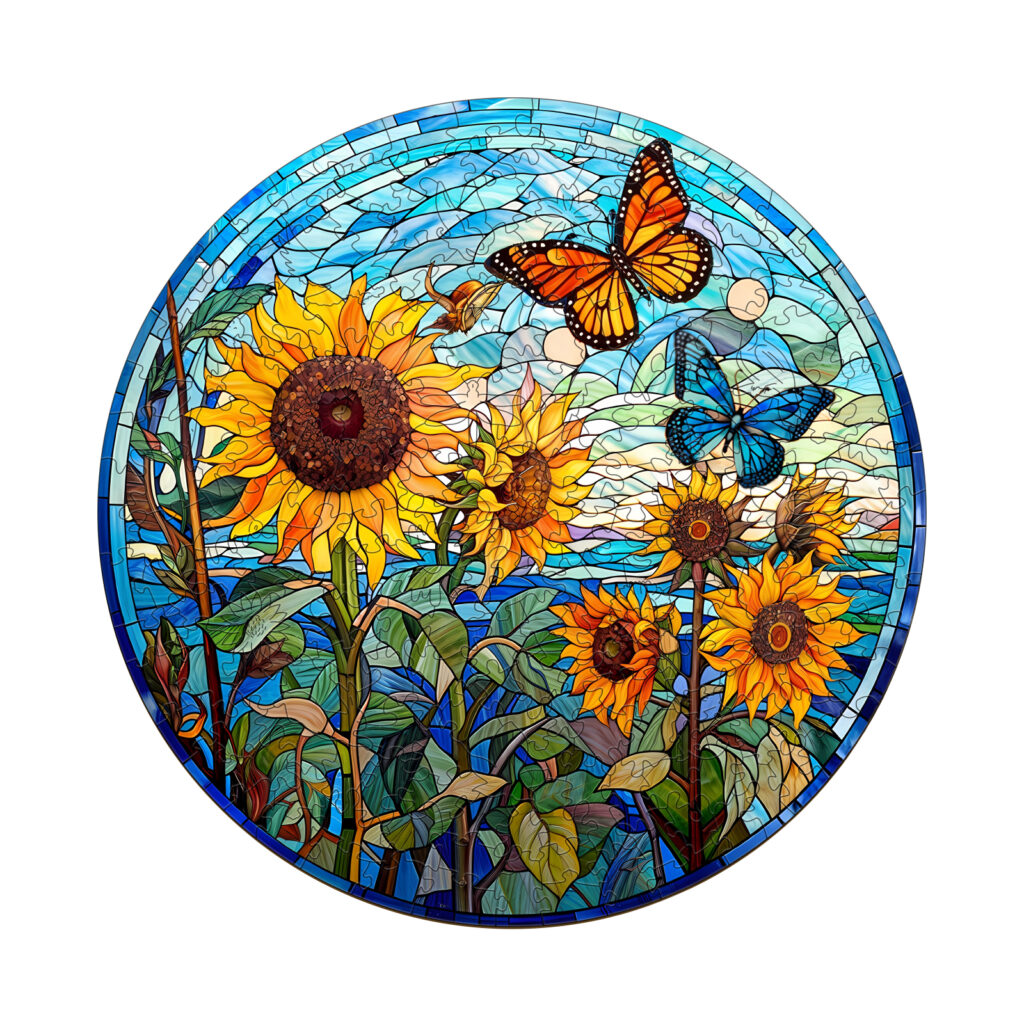 Wooden Jigsaw Puzzle – Stained Glass Sunflower 66dd34ab3a9c3
