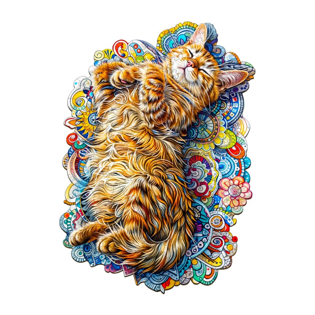 Wooden Jigsaw Puzzle-Sleeping Cat 66e935b69db5e