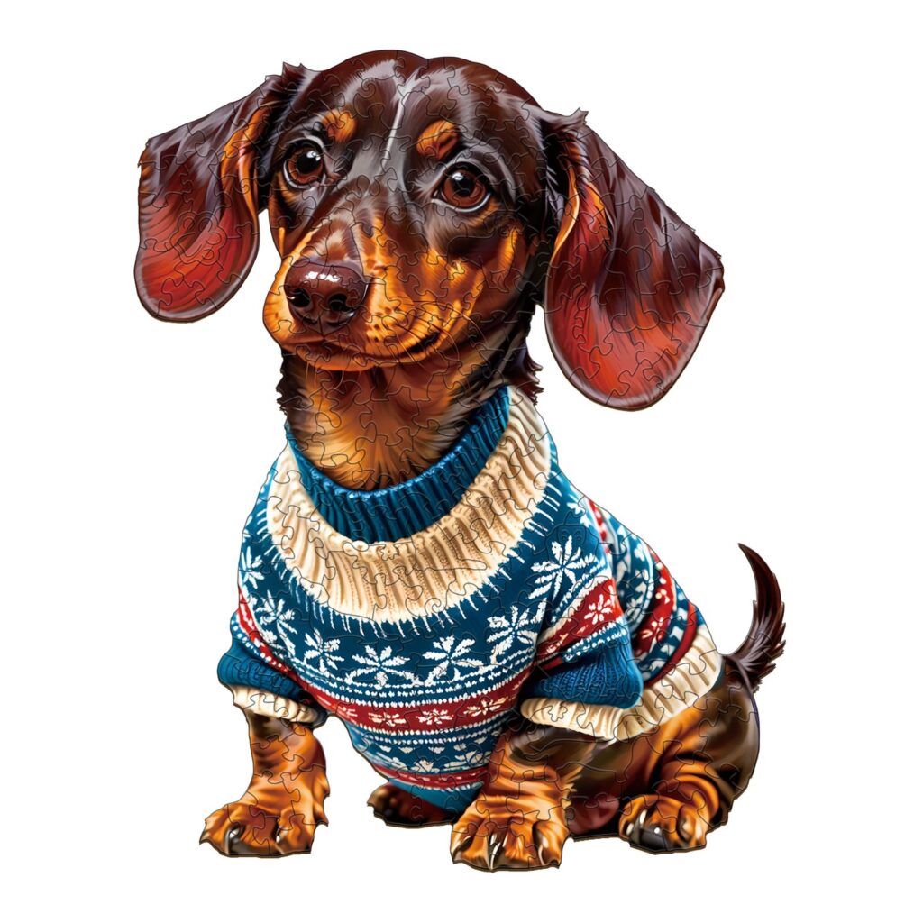 Wooden Jigsaw Puzzle-Trendy Dachshund 66dfbe529337f