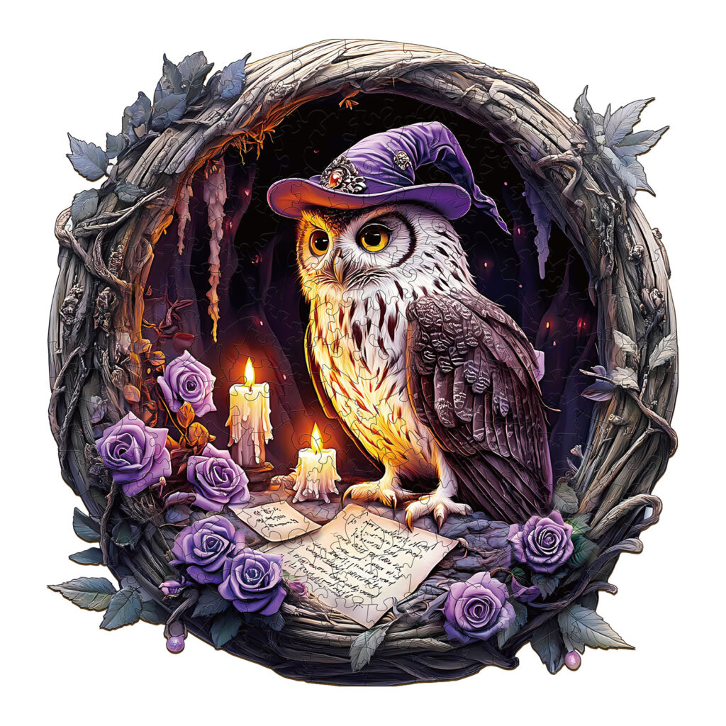 Wooden Jigsaw Puzzle-Witch Owl 66e9738de08ed