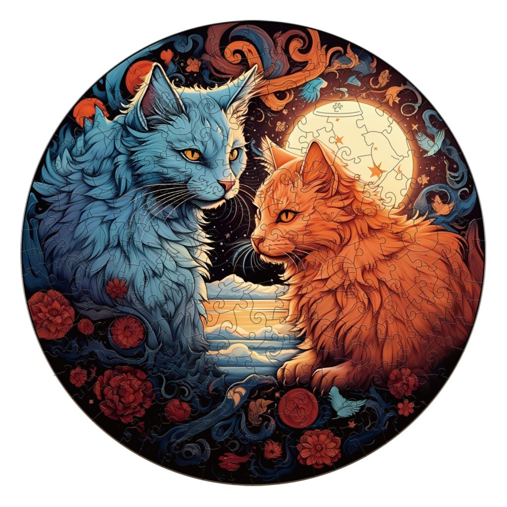 Wooden Jigsaw Puzzle-YIN YANG CAT-1 66e2b978b4921